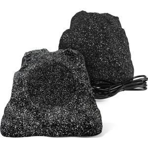 Herdio 8" Outdoor Rock Bluetooth Speakers Wired IPX7 Waterproof 600 Watt Resin Material All Weather for Deck Pool Backyard Patio Garden BBQ (1 Pair Black)
