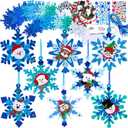 Winlyn 24 Sets Christmas Craft Kits Winter Crafts DIY Christmas Snowflake Ornaments Decorations Art Sets Foam Snowman Santa Owl Christmas Stickers for Kids Holiday Classroom Activities Party Favors