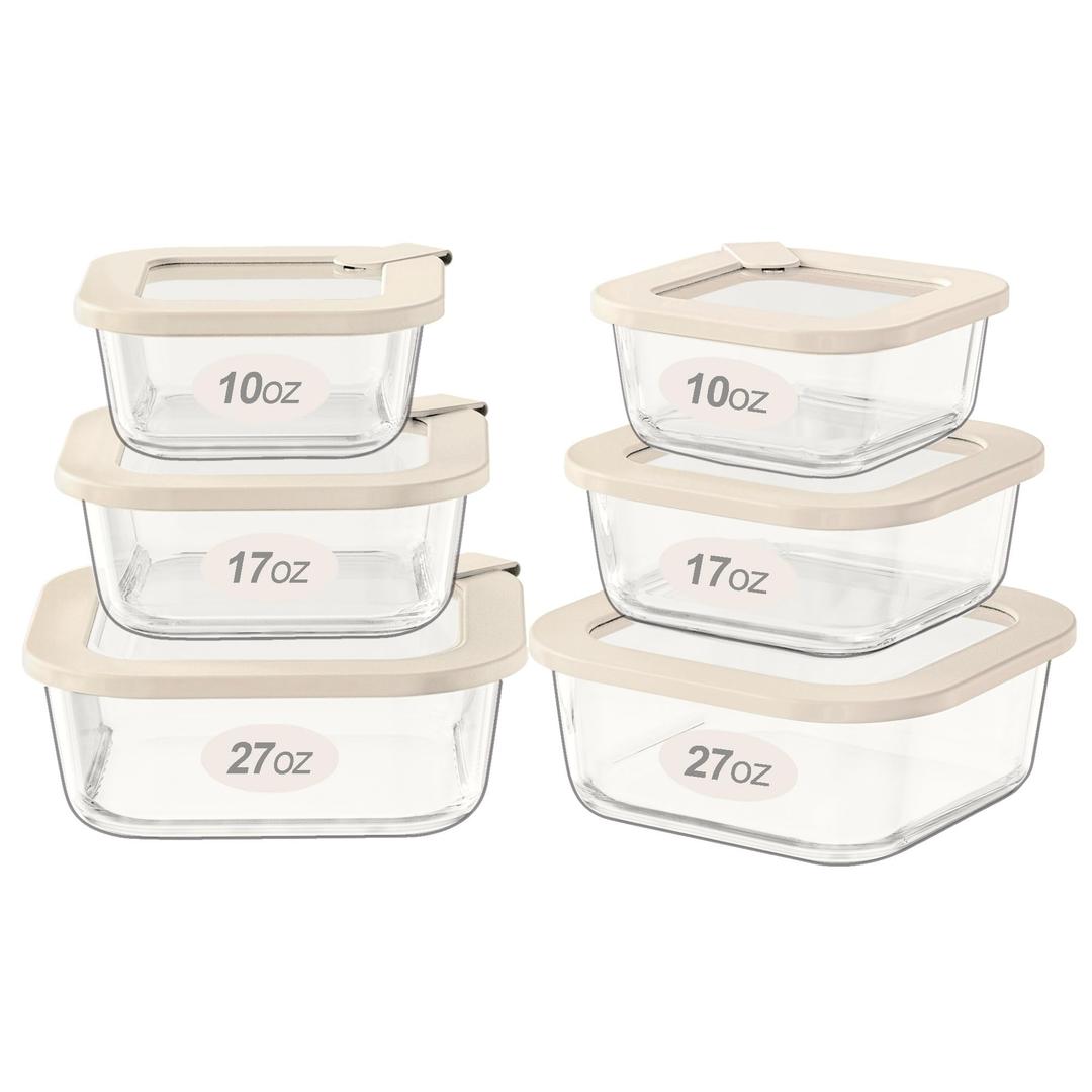 Urban Green Glass Food Storage Containers with Glass Lids, Microwave Safe Food Container Set, Airtight Meal Prep Containers, LeakProof, 100% Plastic Free, 6 Pack