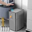 MOPUP Motion Sensor Bathroom Trash Cans | 4 Gallon Stainless Steel Automatic Privacy Garbage Can with Lid | Smart Dogproof Trash Bin for Bedroom,Office,Toilet,RV (XL)
