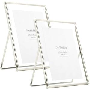 Silver Floating Frame8×10'' set of 2 For Picture 7x9, 6x8, 5x7, Classy Gift metal floating frame 5x7'' Tabletop Shelf Photo frames for Christmas, Home Wedding Party and Office Décor