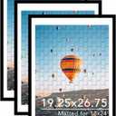 JCJMY 19.25x26.75 Puzzles Frame Set of 3, Display 18x24 with Mat or 19.25 x 26.75 without, Wall Hanging 19.25 by 26.75 Picture Frame for Poster Photo Canvas Picture Puzzles, 3 Pack, Black