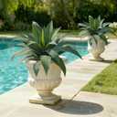 Artificial Spiked Agave Plants Outdoor,20”UV Resistant Fake Silk Plants with 20 Lifelike-Broad Leaves,Faux Yucca Floor Plants for Home Front Porch Patio Office Door Step Hotel Desert Style Decor 2Pack