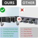 ZONGOOL 2 Pack Broom Holder Wall Mount, 4 Racks and 5 Hooks Mop Hanger Wall Mount Broom Organizer Stainless Steel Heavy Duty Garage Tool Racks for Home Kitchen Garden Laundry (Black)