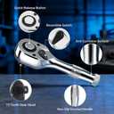 3-Piece Stubby Ratchet Set, 1/4", 3/8", 1/2", 72-Tooth Mini Driver Ratchet Wrench Set, Chrome-Plating & Polishing, Quick-Release, EVA Environmentally Organizer