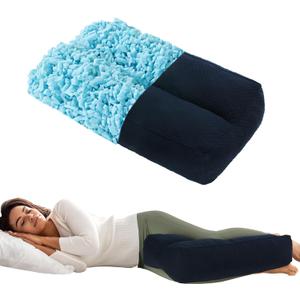HOMBYS Shredded Memory Foam Knee Pillow for Side Sleepers, 6.5" Height Pillow Between Legs for Aligns Spine & Relieves Pressure Hip & Leg Elevation, Supportive Pillow for Pregnancy, Sciatica, Navy