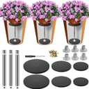 DECOHS 3 Set Adjustable Height Planter Inserts, 10.2-17.3" Rise Stainless Steel Plant Risers for Inside Pot, Planter Fillers Plant Lift Inserts for Large Pots Tall Taper Planters 6" 8" 10" Base or Top