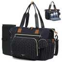 Diaper Bag Tote, Large Diaper Bags Waterproof, Hospital Bag for Labor Delivery, Baby Bag with Pacifier Case, Travel Diaper Tote with Changing Pad, Black