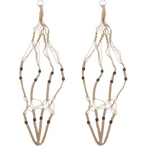 2pcs Boho Macrame Plant Hangers Handmade Cotton Rope Hanging Plant Holders Indoor Bedroom Decorative Hanging Pot Holders with Ceiling Hooks