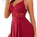 Avidlove Womens Lingerie Sexy Night Gowns for Woman Soft Babydoll Lingerie Chemise Nightwear (Wine Red, M)
