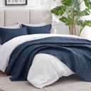 Love's cabin Quilts for Queen Bed Navy Blue Bedspreads - Soft Bed Summer Lightweight Bedspread Comforter - Modern Style Wave Pattern Coverlet for All Season - 3 Pieces (1 Quilt, 2 Pillow Shams), Full/Queen