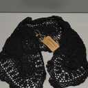 KEPSWET Cotton Handmade Crochet Lace Oval Table Runner Black 12x36 Inch