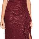 Alex Evenings Women's Long Sleeveless Mother of the Bride Dress W/Cascade Ruffle & Front Slit (4P, Wine Color)