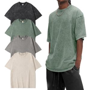 Eisctnd 4 Pack Men's Oversized T-Shirts Heavy Cotton Vintage Tee, Loose Fit Baggy Short Sleeve Casual Streetwear Unisex Tops (XX-Large, Black+beige+grey+green)