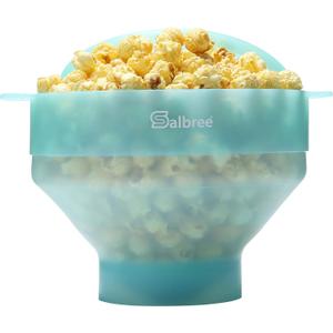 The Original Salbree Collapsible Silicone Microwave Popcorn Popper Maker Machine, Microwavable Bowl Holds 16 Cups, Uses Hot Air and Oil Always Optional - The Most Colors Available (Transparent Mint)