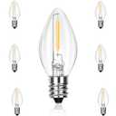 C7 LED Replacement Christmas Light Bulbs, 10 Pack Clear Shatterproof Halloween Bulbs for Outdoor String Lights, Xmas Tree Patio Porch Holiday Party Decor, E12 Candelabra Base, Warm White 2 Pack