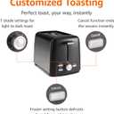 Amazon Basics 2 Slice Toaster, Extra Wide Slots for Bagels and Specialty Breads, 7 Browning Levels, Removable Crumb Tray, Defrost/Cancel/Bagel Buttons, 800W, Black & Silver