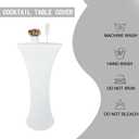 24x43 Inch White Spandex Cocktail Table Cloth Fitted Round Bar Table Stretch Highboy Cocktail Table Covers for Banquet Outdoor Party Wedding Bar Round Bottom White