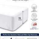 Twin Mattress Fitted Sheet - Classic Jersey Knit, 4 Way Elastic Stretch - 15" Deep Pocket Fitted Bottom Sheet Only - Ultra Soft, Easy Care & Stays Secure All Night - Hotel Inspired Home Sleep - White