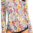 SANTINY Women's UPF50+ Rash Guard SPF Long Sleeve Swimsuits Top UV Sun Protection Swim Shirts for Woman (Medium, Colorful Floral)