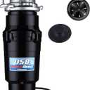 Waste Maid 10-US-WM-058-3B Garbage Disposal Anti-Jam Stainless Steel Food Waste Grinding System, 1/2 HP Economy, Black