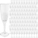 Plastic Champagne Flutes, Champagne Glasses Bulk, Reusable Unbreakable Acrylic Wine Glasses Goblets for Weddings Bachelor Parties Toasting Bridal Shower (100,Transparent), 8.89 inches