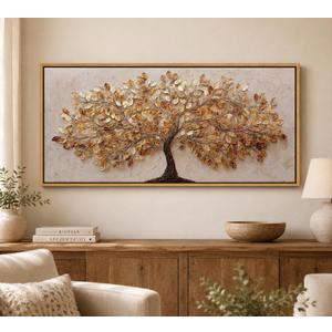 Framed Gold Leaf Tree of Life Canvas Wall Art 20x40 Inch