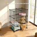 DIY Modular Cat Playpen 2x3x1 Grid | Compact Indoor Cat Enclosure | Foldable Black Wire Metal Cat Cage with Multi-Level Shelves | Fits 1 Cat (43.7" x 29.5" x 15.35")