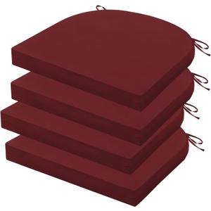 Outdoor Chair Cushions Set of 4, 17 x 16 Inch Patio Chair Cushions for Outdoor Furniture, Water Resistant, Non-Slip Ties(Dark Red)
