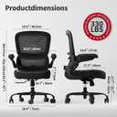 TRALT Ergonomic Office Chair - Desk Chair with Adjustable Lumbar Support Computer Chair - Mesh Comfy Chair with Flip-up Armrests - Gaming Chairs for Adults Home Office (Leather, Black), Pack of 1