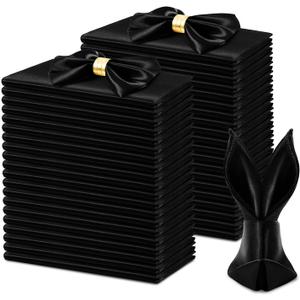 KKJIAF 50 Pack Black Square Satin Napkins 17x17 Inch Soft Smooth Cloth NapkinsSilky Table Napkin for Wedding Banquet Party Decoration