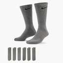 Nike Unisex Adult Everyday Cushioned Training Crew Socks (Pair of 6) (Large, Carbon Heather/Black)