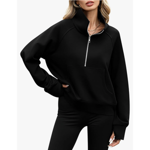 Women's Half Zip Fleece Sweatshirts Raglan Long Sleeve Pullover Oversized 2025 Fall Casual Outfits Clothes XS