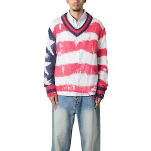 mnml Men's Flag Loose Knitted Sweater (X-Large, Blue)