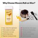 Roll on Wax Kit for Hair Removal at Home Roller Waxing Depilatory for Women Men Honey Soft Wax Kit for Coarse & Thick Hair with Warmer and Strips