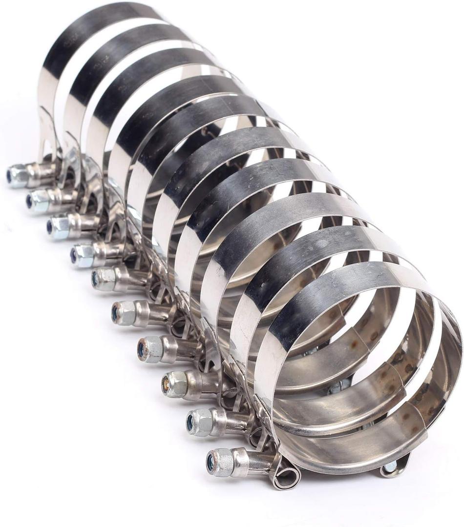 10PCS 44mm - 51mm Stainless Steel T-Bolt Clamps Turbo Intake Intercooler Clamp for 1-1/2" I.D. Hose