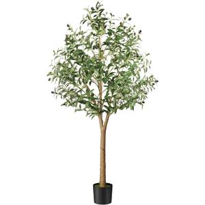 Artificial Olive Trees 5ft, Faux Faux Olive Tree Indoor with Realistic Tall Fake Plant Tree Trunk and Fruits,Olive Branches Silk Plants for Home Room Office Decor and Housewarming Gift