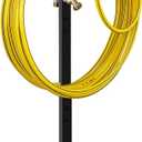 Freestanding Outdoor Garden Hose Holder Stand with Brass Faucet, Heavy Duty Metal Water Hose Reel Storage Stake Rack for Backyard, Black (Hose not Included)