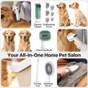 buenkee Dog Grooming Kit with Vacuum, 15000Pa Pet Hair Clipper and Shedding Brush, 50dB Low Noise, 2L Capacity, Green