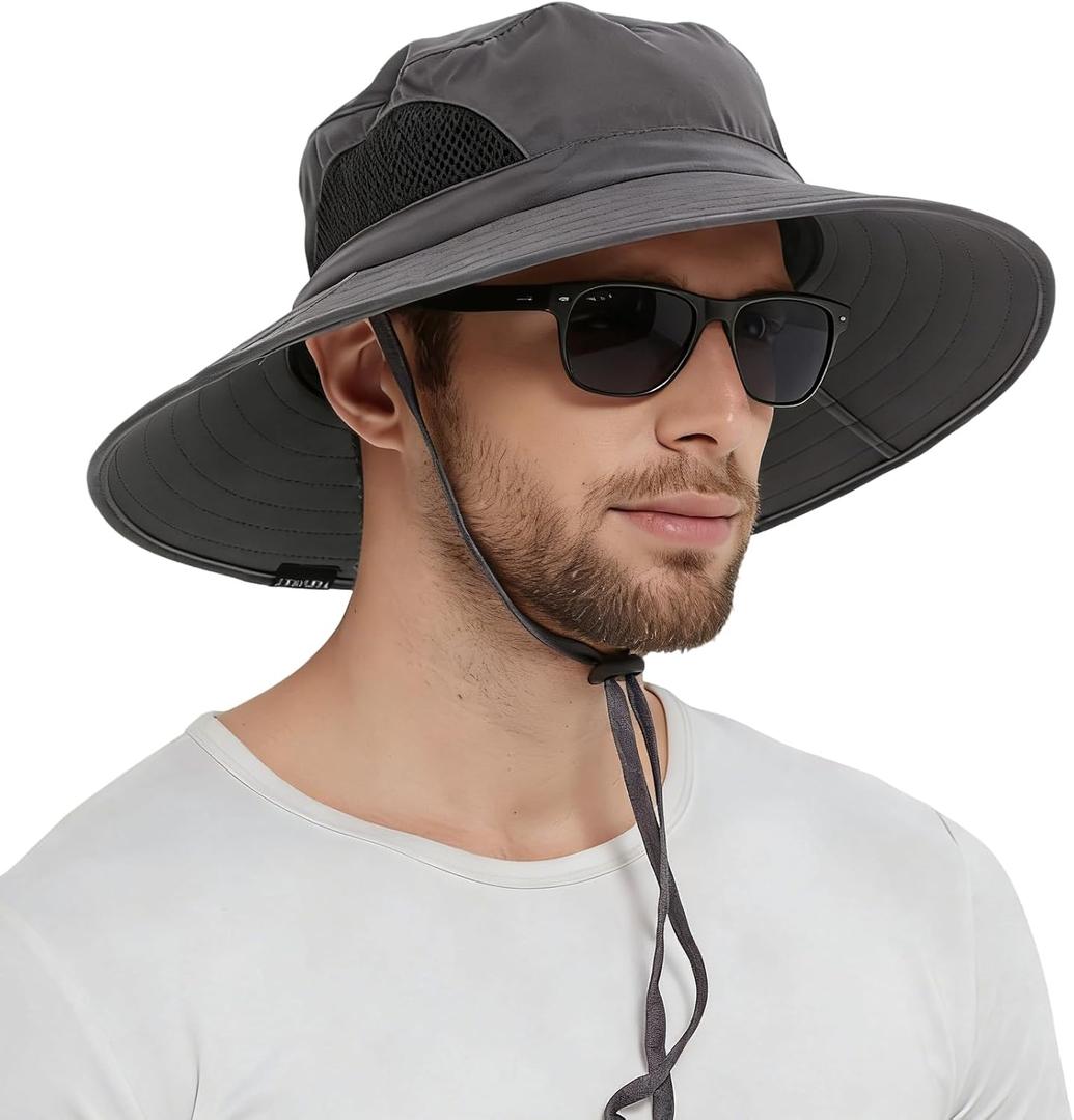 EINSKEY Wide Brim Sun Hat, UPF 50+ UV Protection Waterproof Packable Hat for Men & Women, Fishing Hiking Beach Garden (One Size, 01 Dark Grey)