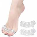 Toe Separator -Silicone Big Toe Corrector - Relieves Foot Pain, Hammer Toe, Bunions, and Curled Toe -1 Pair of Transparent Adjustable Toe Separator for Both Men and Women(Transparent 2PCS)