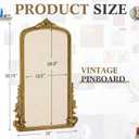 Wonderjune Vintage Framed PinBoard Linen Display Bulletin Board Large Cork Fabric Picture Photo Memo Pinboard Fancy Ornate Decorative Vision Board for Wall(Arch,19" X 31",Gold), 30.7" x 18.9"