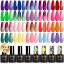 ROSALIND 24Pcs Color Changing Gel Nail Polish Set with Glitter Glossy Matte Top Coat Base Coat, 20 Colors Red Yellow Ombre Purple Temperature Change Gel Polish Nail Art
