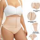 Belly Support Underwear Slimming Underwear Shapewear Thong for Women High Waist Thong (Beige, XXXL)