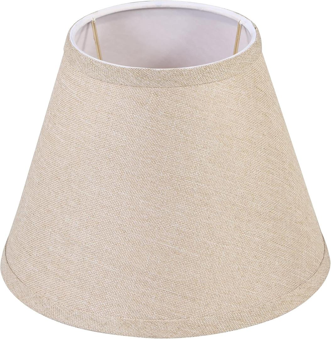 Aspen Creative 56028, Empire Uno Lamp Shade in Medium Brown Burlap Textured Fabric, 5" Top x 9" Bottom x 7" Slant Height, Slip UNO 33mm
