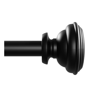 Style Selections Sema 48-in to 84-in Matte Black Steel Single Curtain Rod with Finials