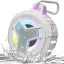 EBODA Bluetooth Shower Speaker, IPX7 Waterproof Portable Wireless Small Speakers, Floating, 2000mAh with Light for Home, Pool, Beach, Boat, Kayak Accessories, Gifts for Men, Women - White