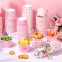 Pickmesh 80 Pcs Pink Bow Treat Snack Cups Paper Ice Cream Cups 9 oz Cute Coquette Disposable Dessert Bowls Snack Soup Bowl for Birthday Wedding Party Supplies Hot or Cold Food