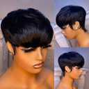 Pixie Cut Wig Human Hair Short Pixie Wigs for Black Women Glueless Pixie Wig Short Layered Brazilian Virgin Human Hair Wigs For Women Color 1b