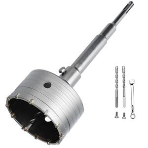 3.5 inch / 90mm Concrete Hole Saw with SDS Plus Shank Connecting Rod,Concrete Drill Bit,6.3mm Tungsten Carbide Tip Cement Hole Saw for Concrete Cement Brick Wall (90mm (3.5 inch))
